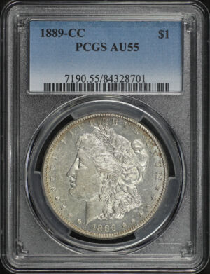 Obverse of this 1889-CC Morgan Dollar PCGS AU-55
