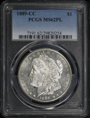 Obverse of this 1889-CC Morgan Dollar PCGS MS-62 PL