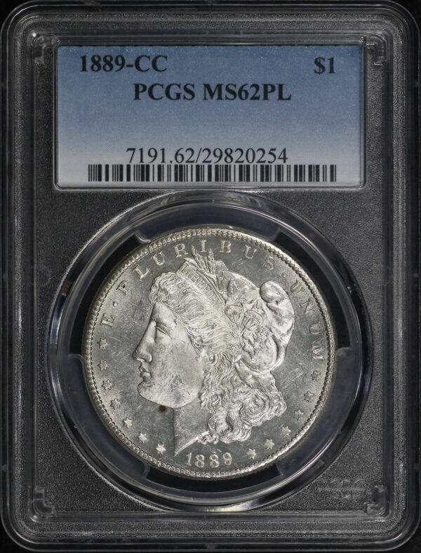 Obverse of this 1889-CC Morgan Dollar PCGS MS-62 PL