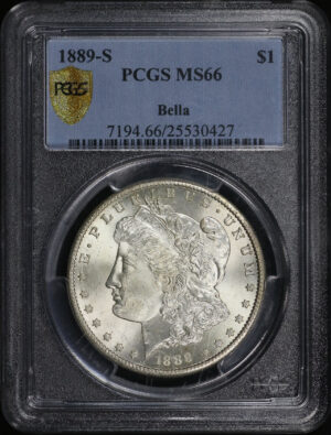 Obverse of this 1889-S Morgan Dollar PCGS MS-66 Bella Collection