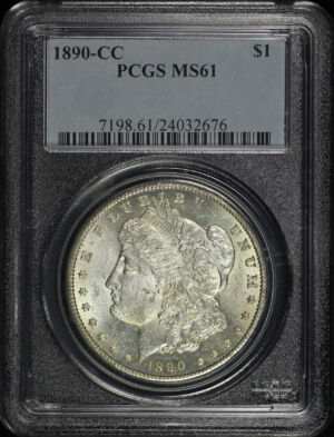 Obverse of this 1890-CC Morgan Dollar PCGS MS-61