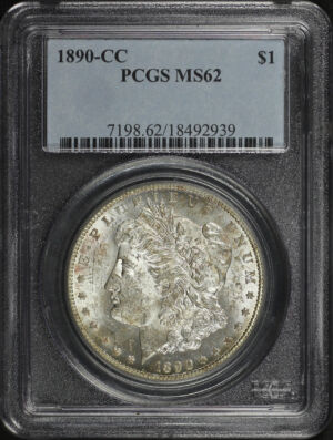 Obverse of this 1890-CC Morgan Dollar PCGS MS-62