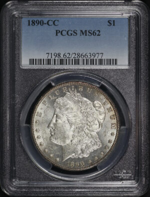 Obverse of this 1890-CC Morgan Dollar PCGS MS-62