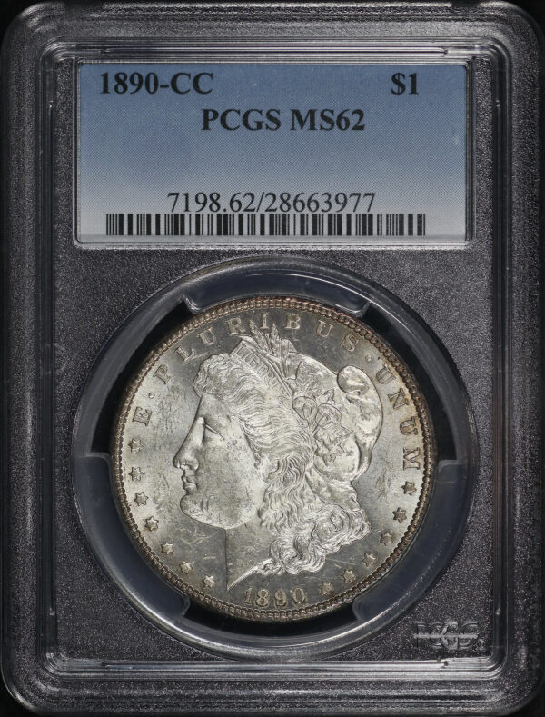 Obverse of this 1890-CC Morgan Dollar PCGS MS-62