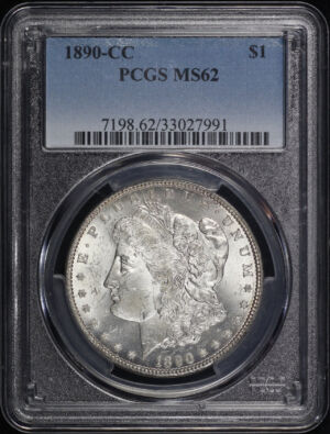 Obverse of this 1890-CC Morgan Dollar PCGS MS-62