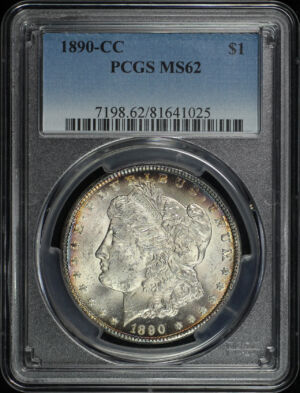 Obverse of this 1890-CC Morgan Dollar PCGS MS-62