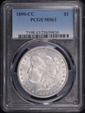 Obverse of this 1890-CC Morgan Dollar PCGS MS-63