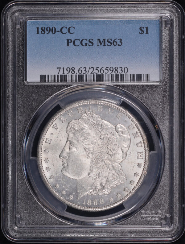 Obverse of this 1890-CC Morgan Dollar PCGS MS-63