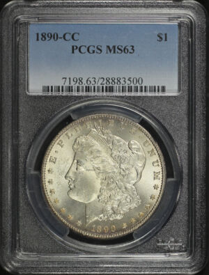 Obverse of this 1890-CC Morgan Dollar PCGS MS-63