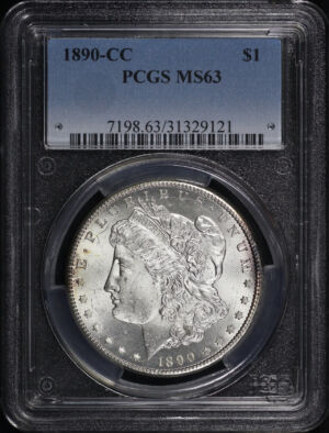 Obverse of this 1890-CC Morgan Dollar PCGS MS-63