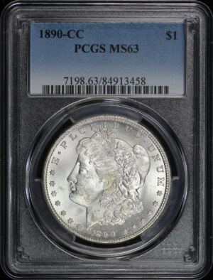 Obverse of this 1890-CC Morgan Dollar PCGS MS-63
