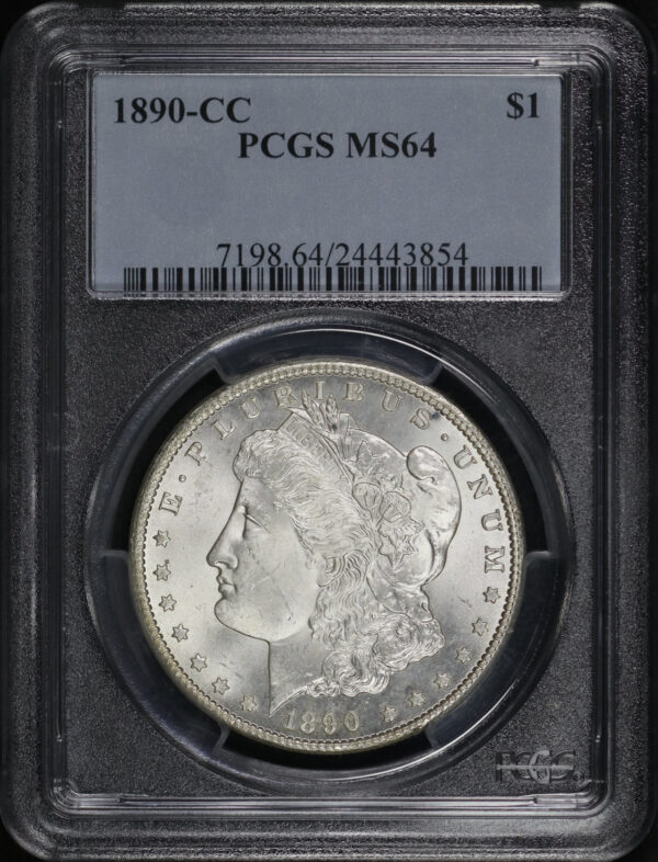 Obverse of this 1890-CC Morgan Dollar PCGS MS-64