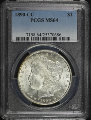 Obverse of this 1890-CC Morgan Dollar PCGS MS-64