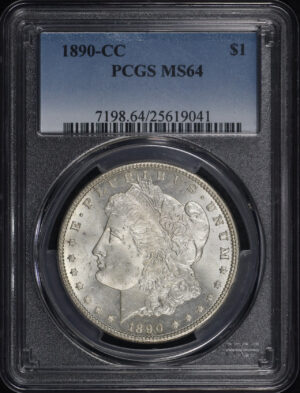 Obverse of this 1890-CC Morgan Dollar PCGS MS-64
