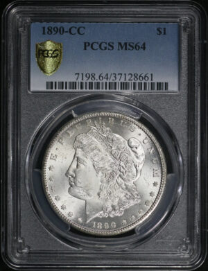 Obverse of this 1890-CC Morgan Dollar PCGS MS-64