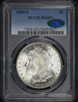 Obverse of this 1890-S Morgan Dollar PCGS MS-65+ CAC