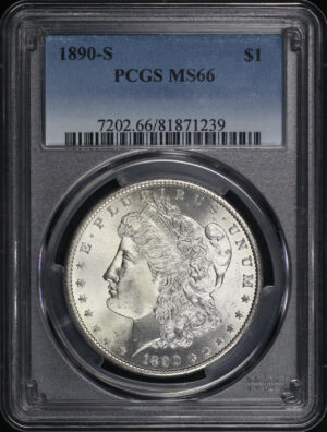 Obverse of this 1890-S Morgan Dollar PCGS MS-66