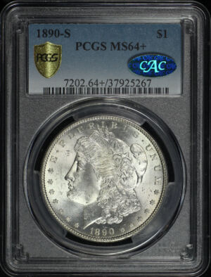 Obverse of this 1890-S Morgan Dollar PCGS MS-64+ CAC