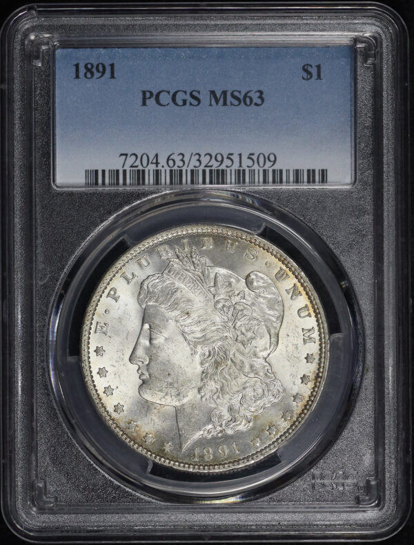 Obverse of this 1891 Morgan Dollar PCGS MS-63