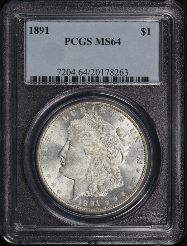 Obverse of this 1891 Morgan Dollar PCGS MS-64
