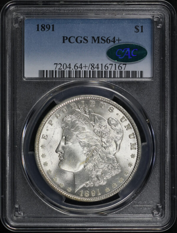 Obverse of this 1891 Morgan Dollar PCGS MS-64+