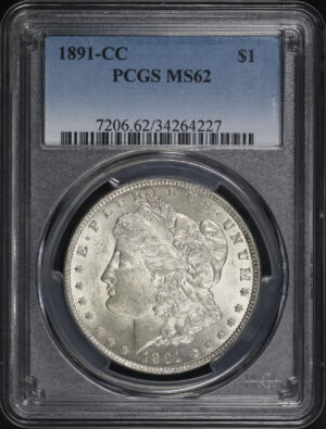 Obverse of this 1891-CC Morgan Dollar PCGS MS-62