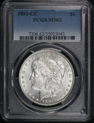 Obverse of this 1891-CC Morgan Dollar PCGS MS-62