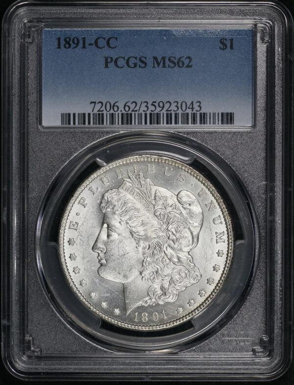 Obverse of this 1891-CC Morgan Dollar PCGS MS-62