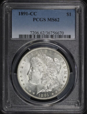 Obverse of this 1891-CC Morgan Dollar PCGS MS-62