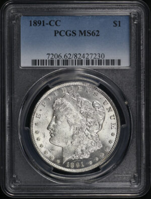 Obverse of this 1891-CC Morgan Dollar PCGS MS-62