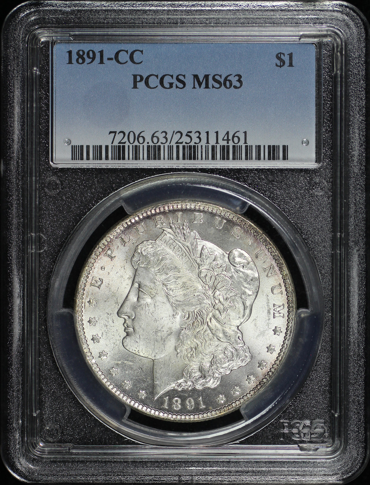 Obverse of this 1891-CC Morgan Dollar PCGS MS-63