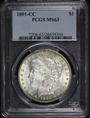 Obverse of this 1891-CC Morgan Dollar PCGS MS-63