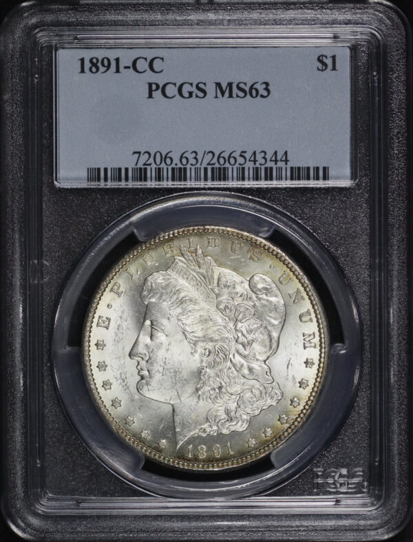 Obverse of this 1891-CC Morgan Dollar PCGS MS-63