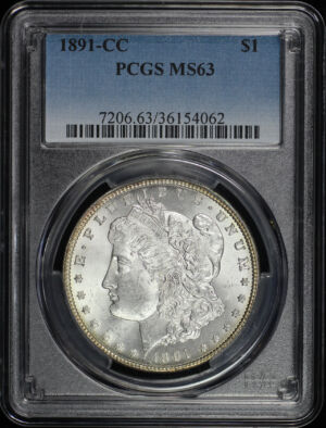 Obverse of this 1891-CC Morgan Dollar PCGS MS-63