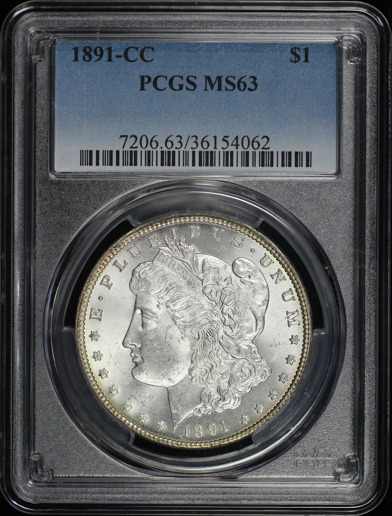 Obverse of this 1891-CC Morgan Dollar PCGS MS-63