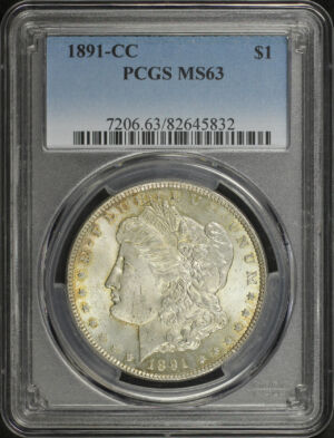 Obverse of this 1891-CC Morgan Dollar PCGS MS-63