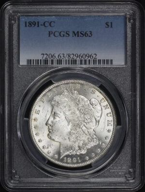 Obverse of this 1891-CC Morgan Dollar PCGS MS-63