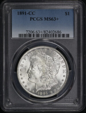 Obverse of this 1891-CC Morgan Dollar PCGS MS-63+