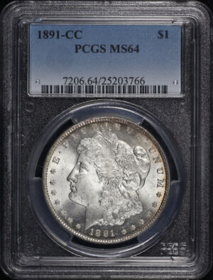 Obverse of this 1891-CC Morgan Dollar PCGS MS-64