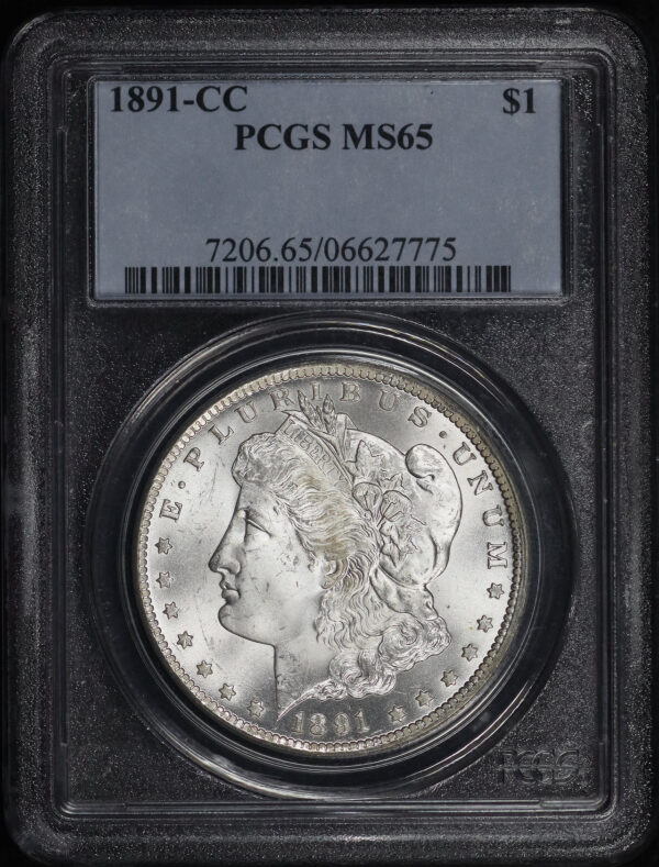Obverse of this 1891-CC Morgan Dollar PCGS MS-65