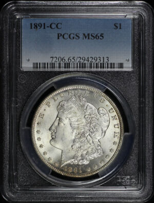 Obverse of this 1891-CC Morgan Dollar PCGS MS-65