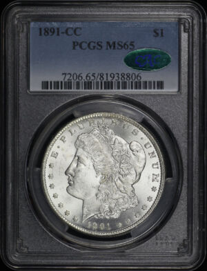 Obverse of this 1891-CC Morgan Dollar PCGS MS-65 CAC