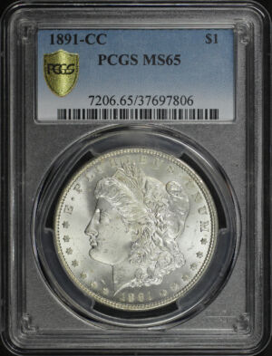 Obverse of this 1891-CC Morgan Dollar PCGS MS-65