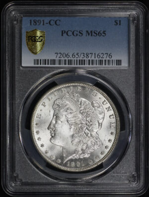 Obverse of this 1891-CC Morgan Dollar PCGS MS-65