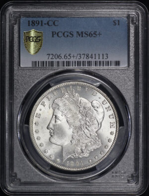Obverse of this 1891-CC Morgan Dollar PCGS MS-65+