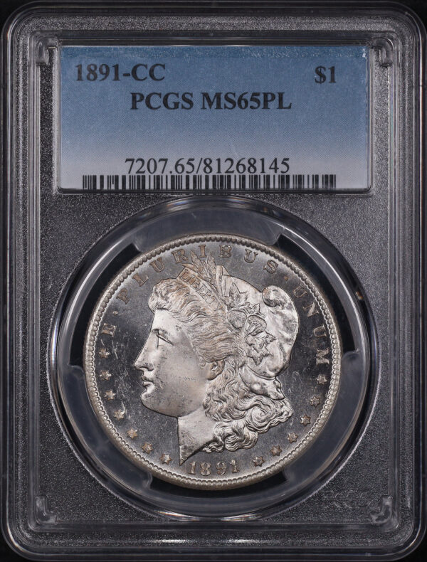 Obverse of this 1891-CC Morgan Dollar PCGS MS-65 PL