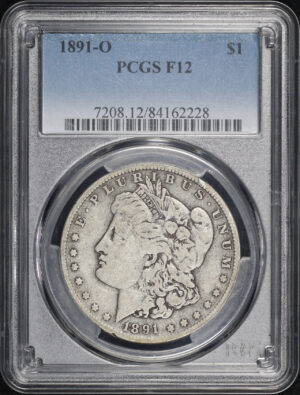 Obverse of this 1891-O Morgan Dollar PCGS F-12