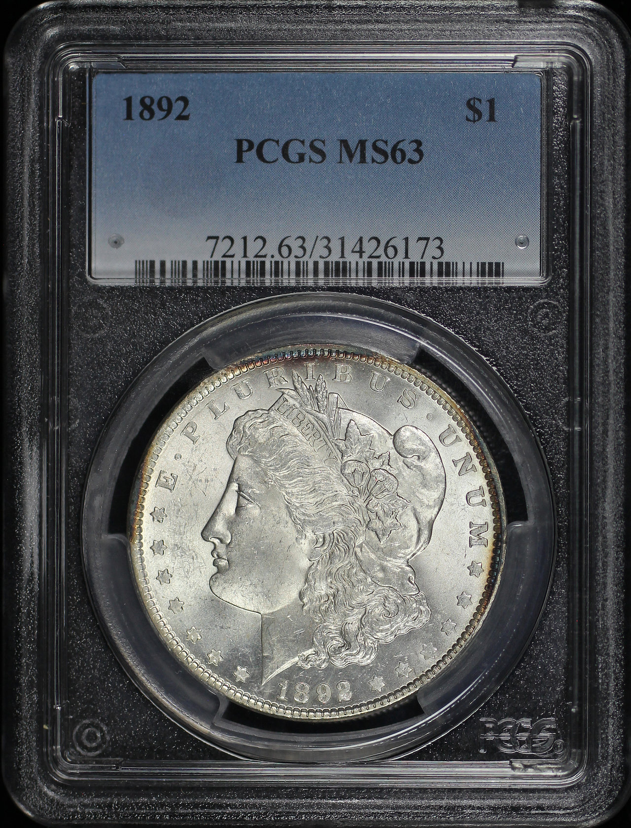 Obverse of this 1892 Morgan Dollar PCGS MS-63