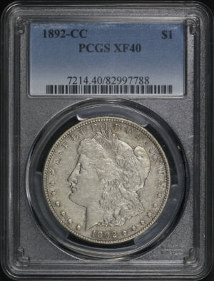 Obverse of this 1892-CC Morgan Dollar PCGS XF-40