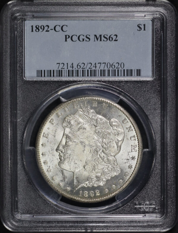 Obverse of this 1892-CC Morgan Dollar PCGS MS-62